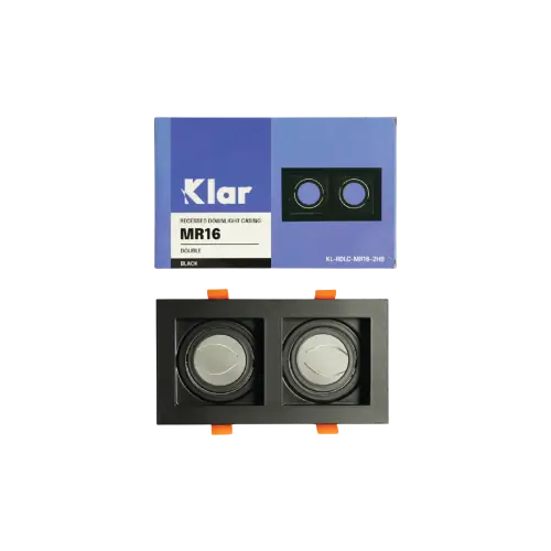 Klar Recessed Downlight Casing MR16 Black Square Double Head
