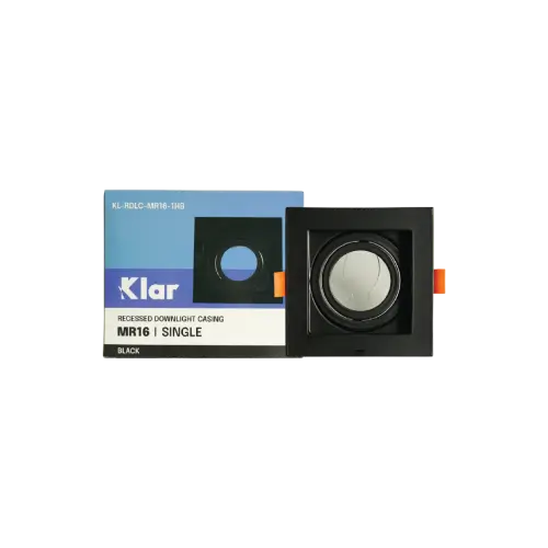 Klar Recessed Downlight Casing MR16 Black Square Single Head