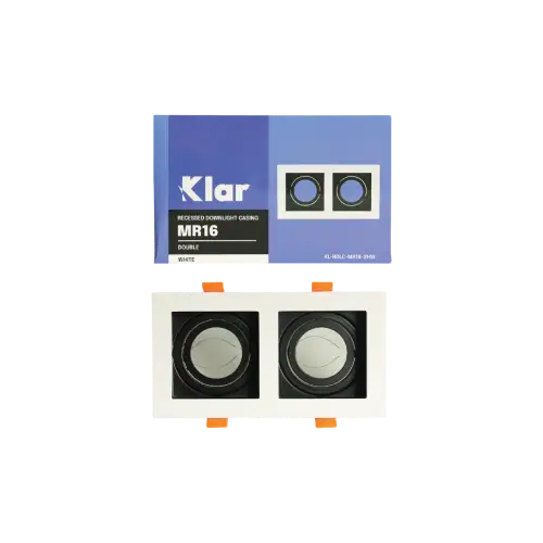 Klar Recessed Downlight Casing MR16 White Square Double Head