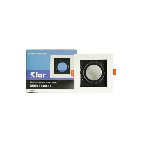 Klar Recessed Downlight Casing MR16 White Square Single Head