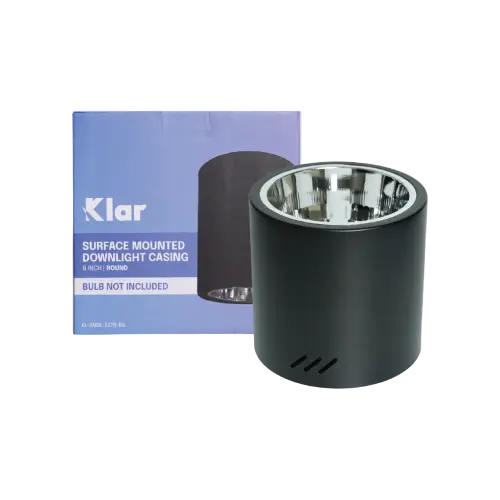 Klar Surface Downlight Casing 6_ Round Black E27