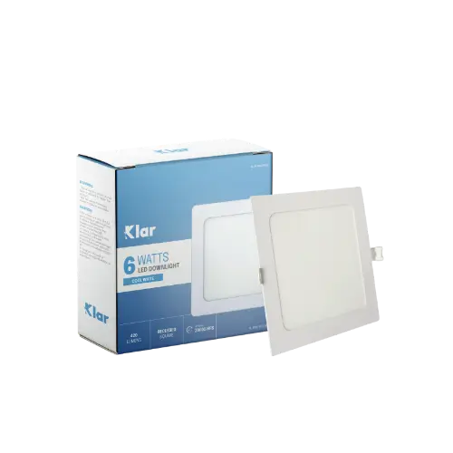 Klar LED Recessed Downlight Square 6W Cool White